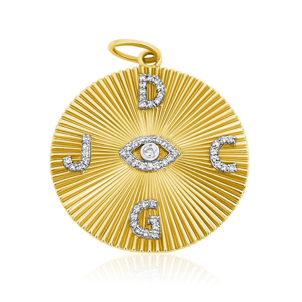 14KT Gold Diamond Bespoke Custom Disk Pendant Charm