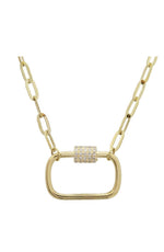 14KT Gold Diamond Lock Chain Necklace