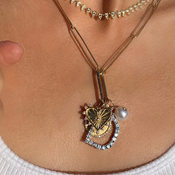 Freshwater Pearl with Diamond Pendant Charm