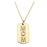 14KT Gold Diamond MOM Dogtag Necklace