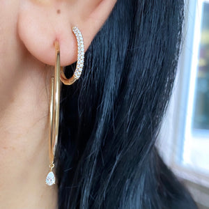 
                
                    Load image into Gallery viewer, 14KT Gold Pear Diamond Hoop Earrings
                
            