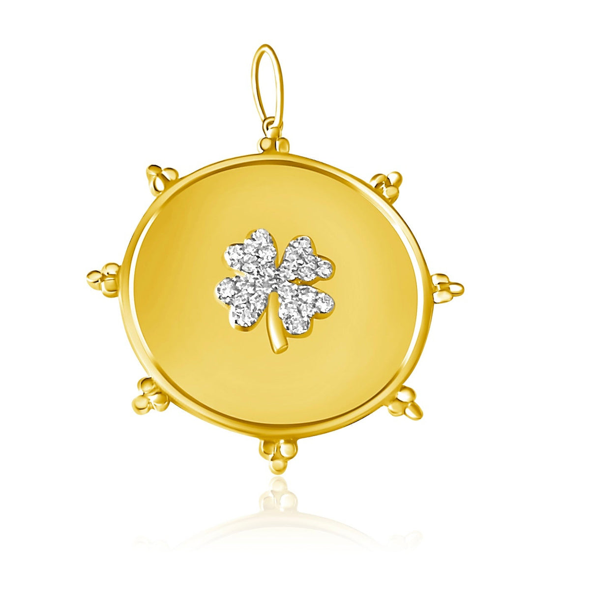 14KT Gold Diamond Lina Clover Pendant Charm