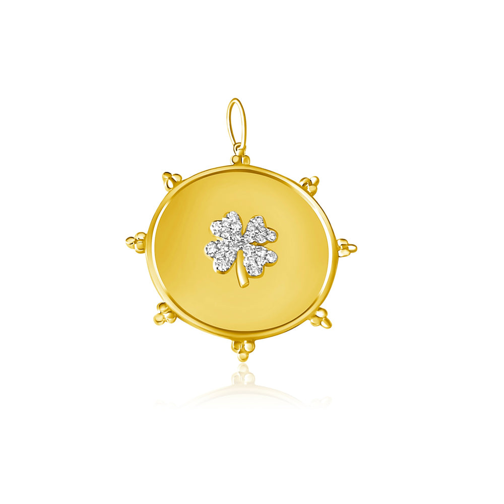 
                
                    Load image into Gallery viewer, 14KT Gold Diamond Lina Clover Charm Pendant
                
            