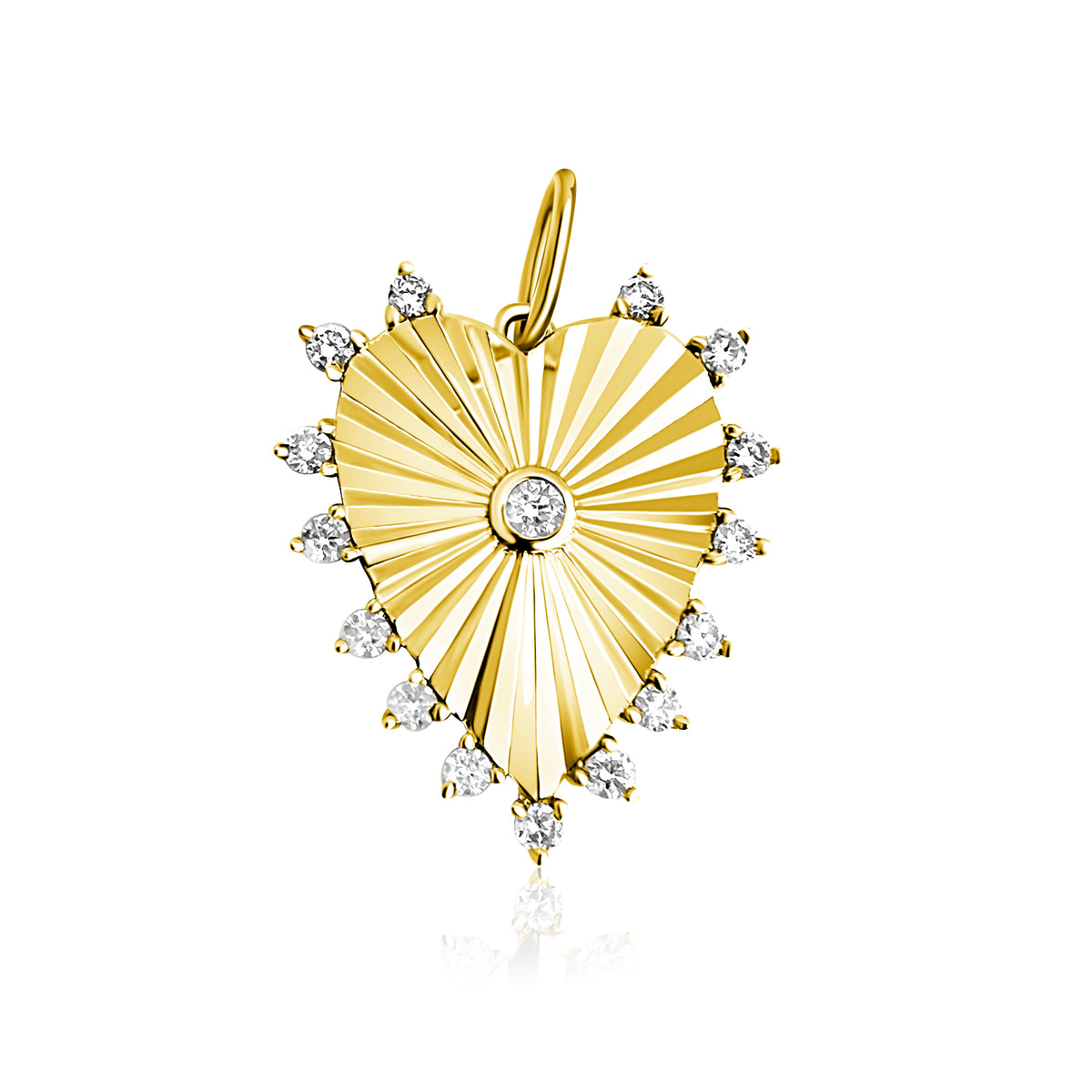 14KT Gold Diamond Lorenza Heart Pendant Charm