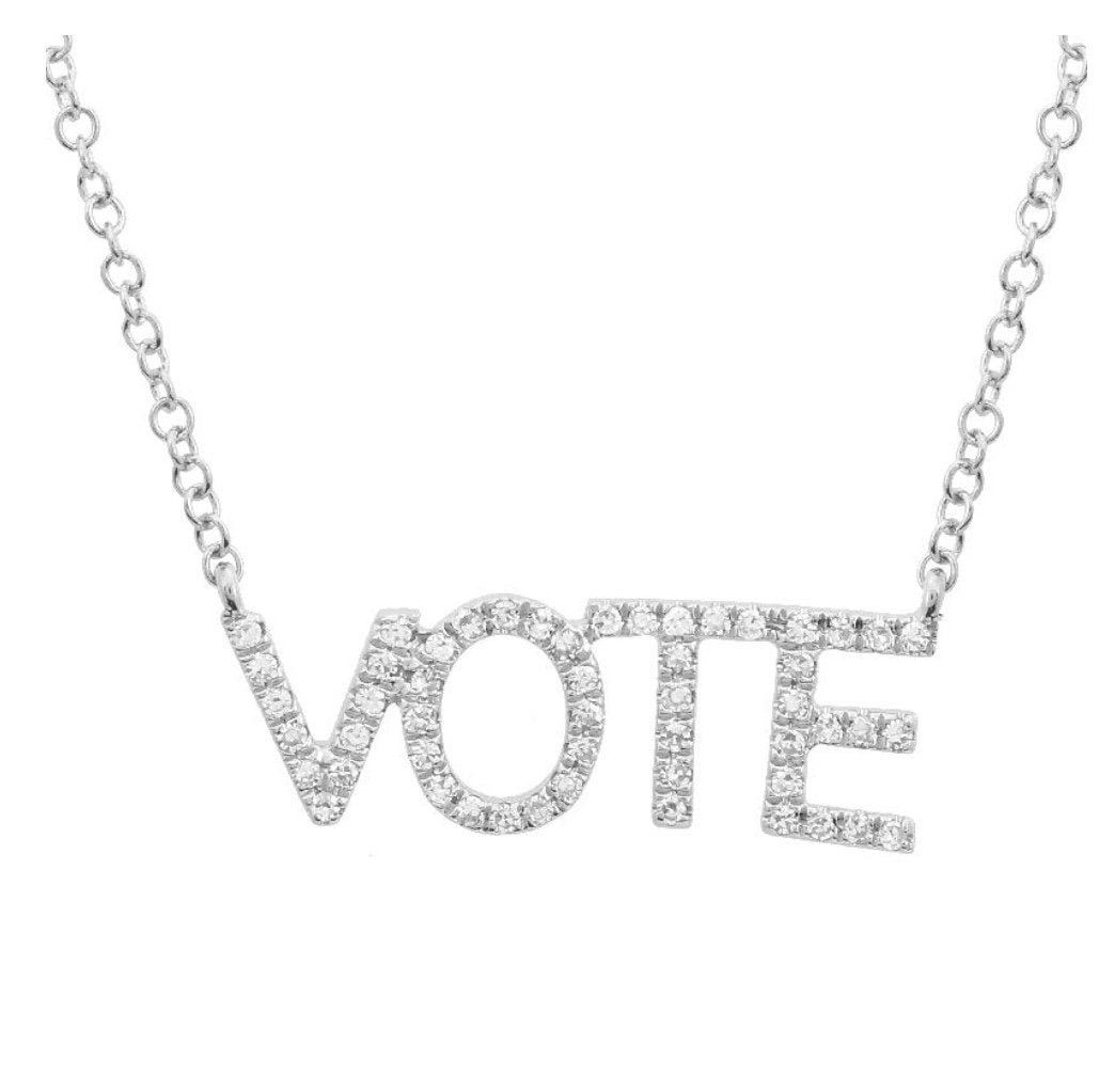 14KT Gold Diamond VOTE Necklace