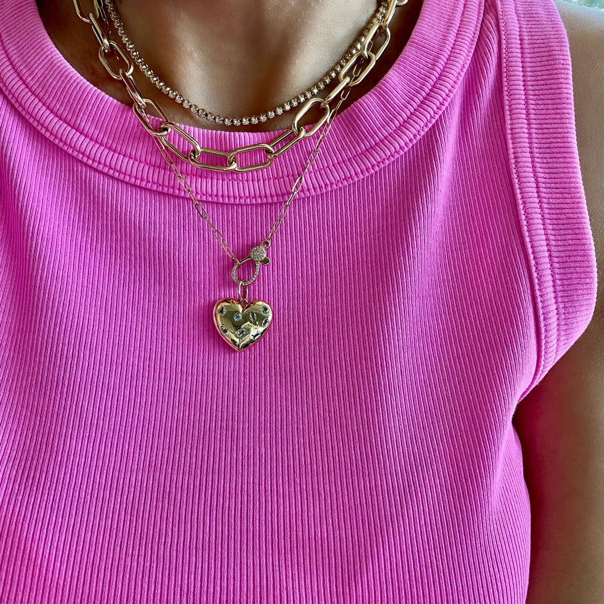 14KT Gold Debby Puffy Heart Pendant Charm