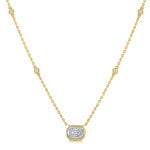 14KT Gold Diamond Illusion Emerald Cut Bezel Necklace