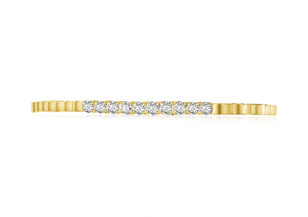 14k Gold Diamond Open Cuff Bracelet Dahlia Diamond 2mm Dainty 