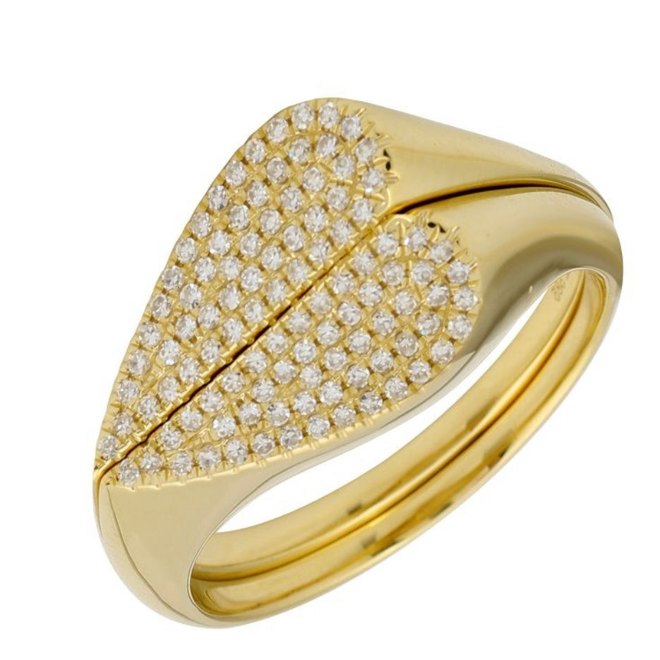 14KT Gold Diamond Split Heart Ring