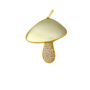 14KT Gold Diamond Mushroom Pendant Charm