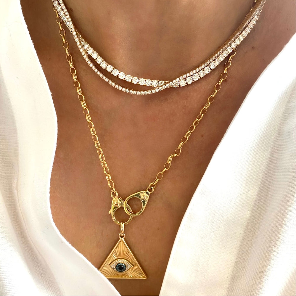 14KT Gold Diamond Layla Triangle Evil Eye Pendant Charm