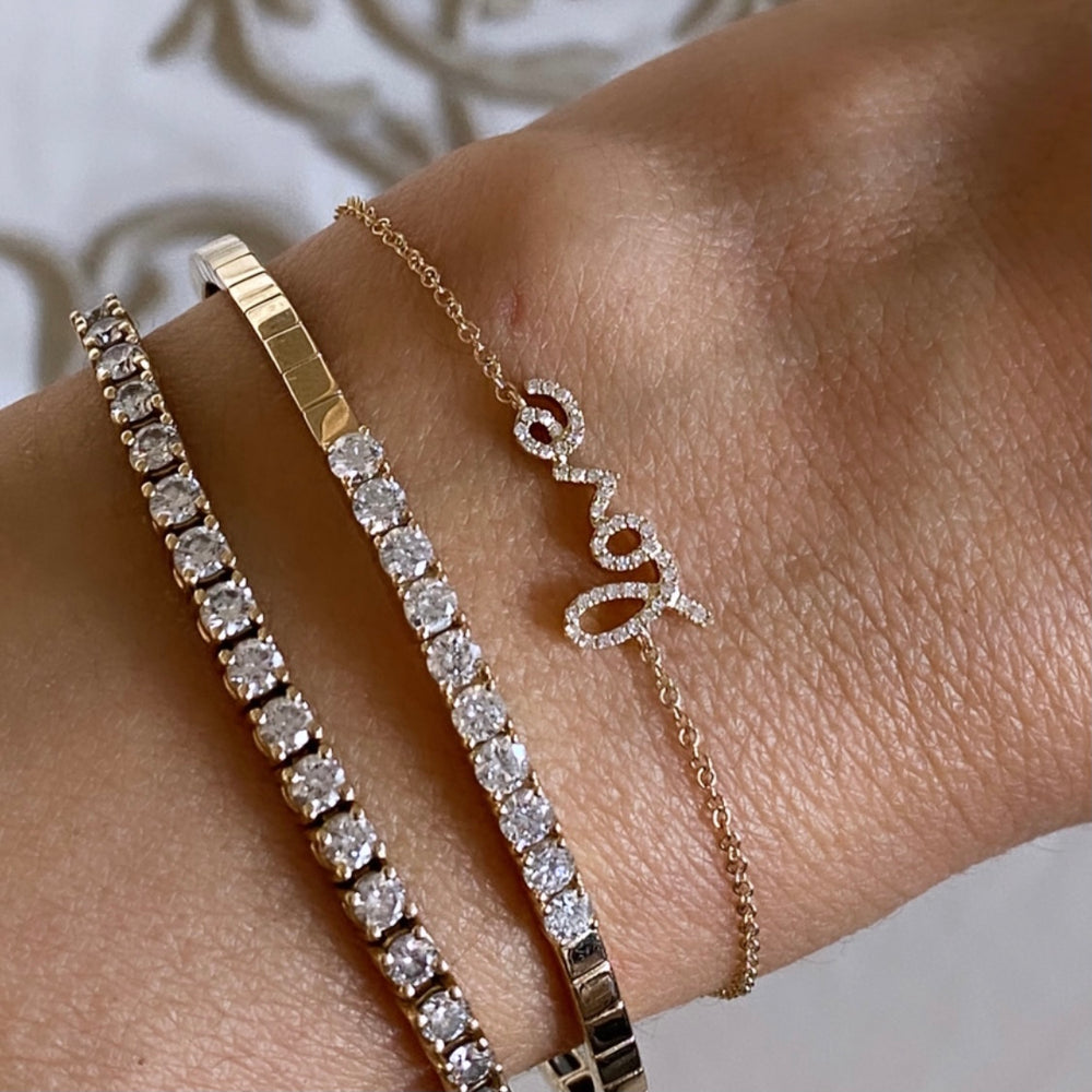 14KT Gold Diamond Mini Love Bracelet