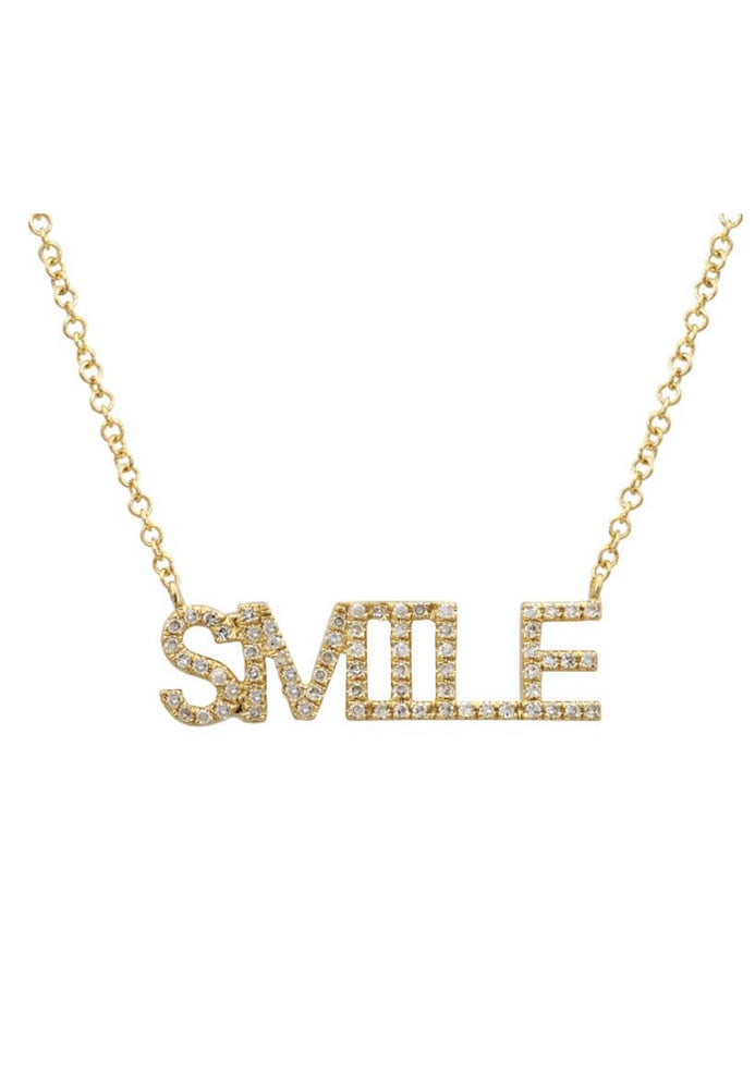 14KT Gold Diamond SMILE Necklace, In stock