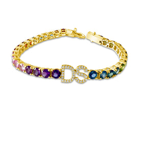 14KT Gold Diamond Rainbow Tennis Bracelet