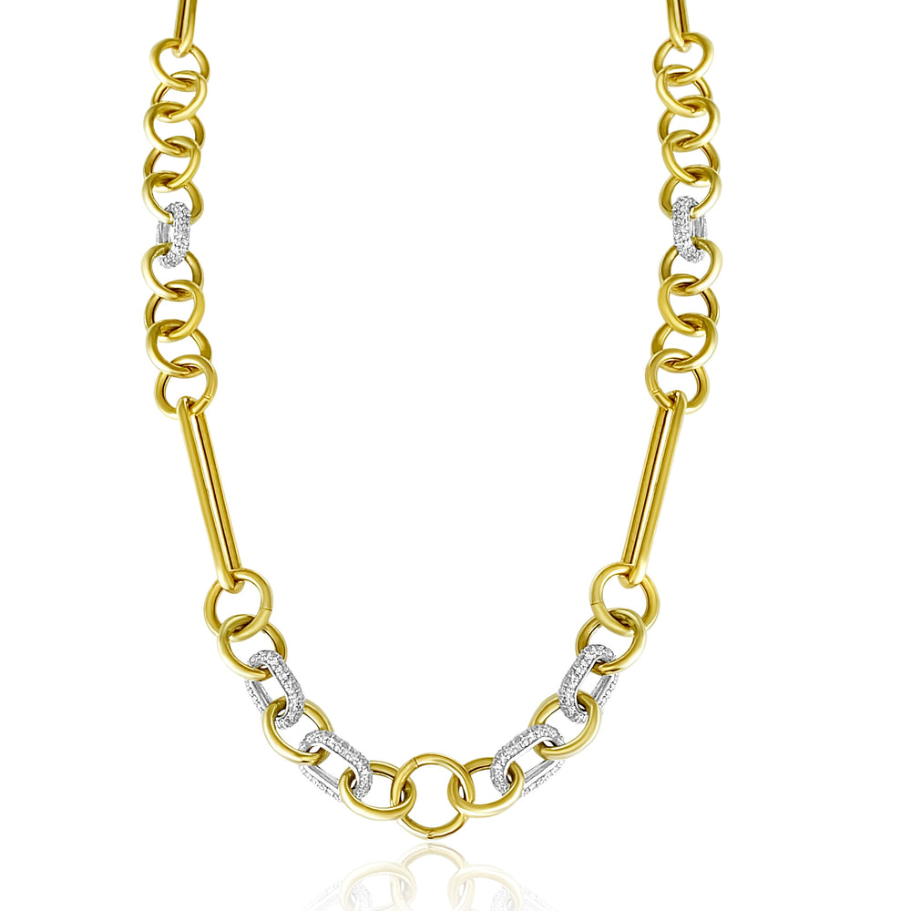 
                
                    Load image into Gallery viewer, 14KT Gold Diamond Oversized Mixed Clip Chain Necklace
                
            
