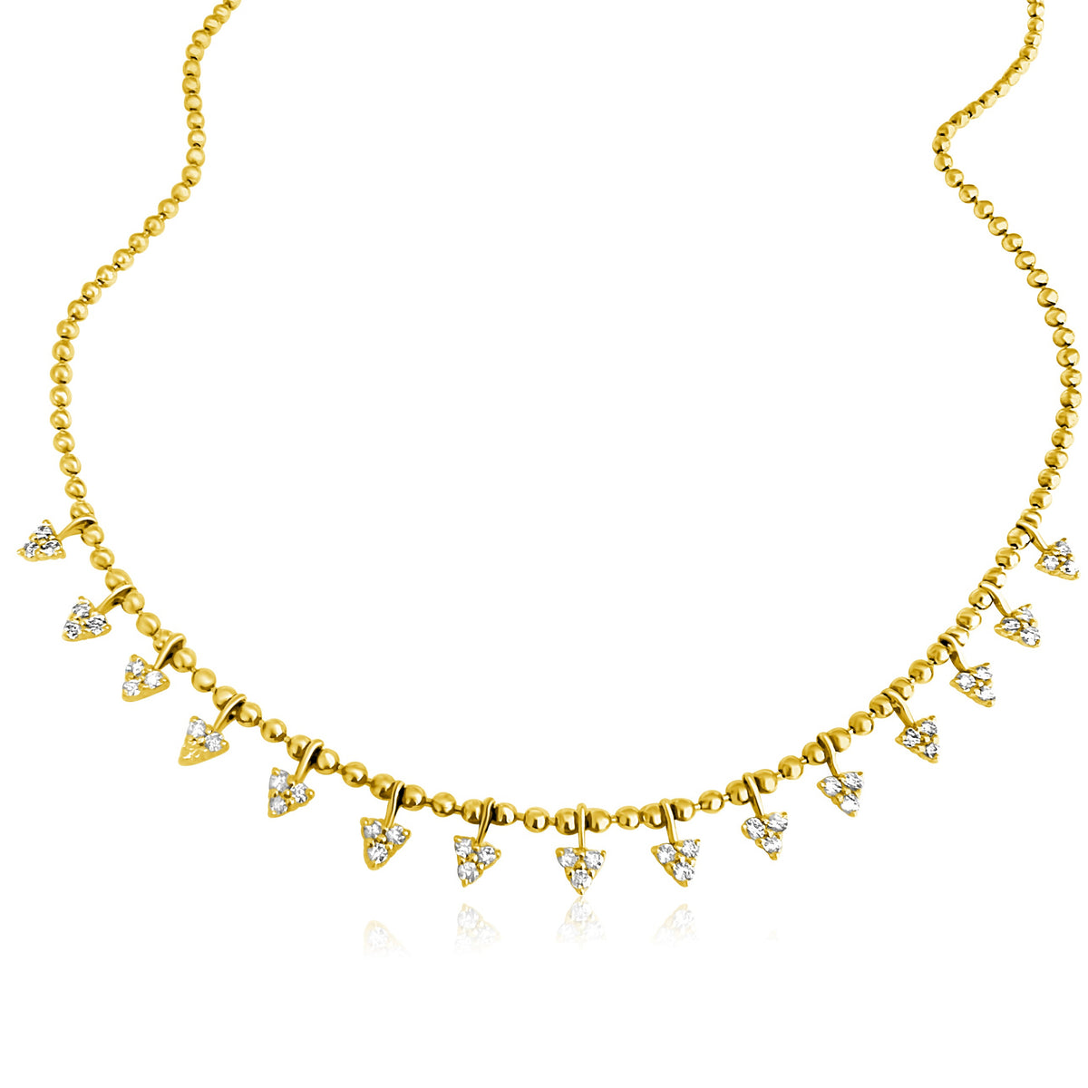 14KT Gold Diamond Cluster Drop Necklace on Ball Chain
