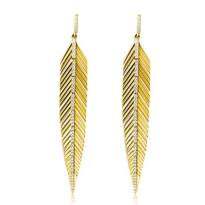 14KT Gold Diamond Divine Leaf Earrings