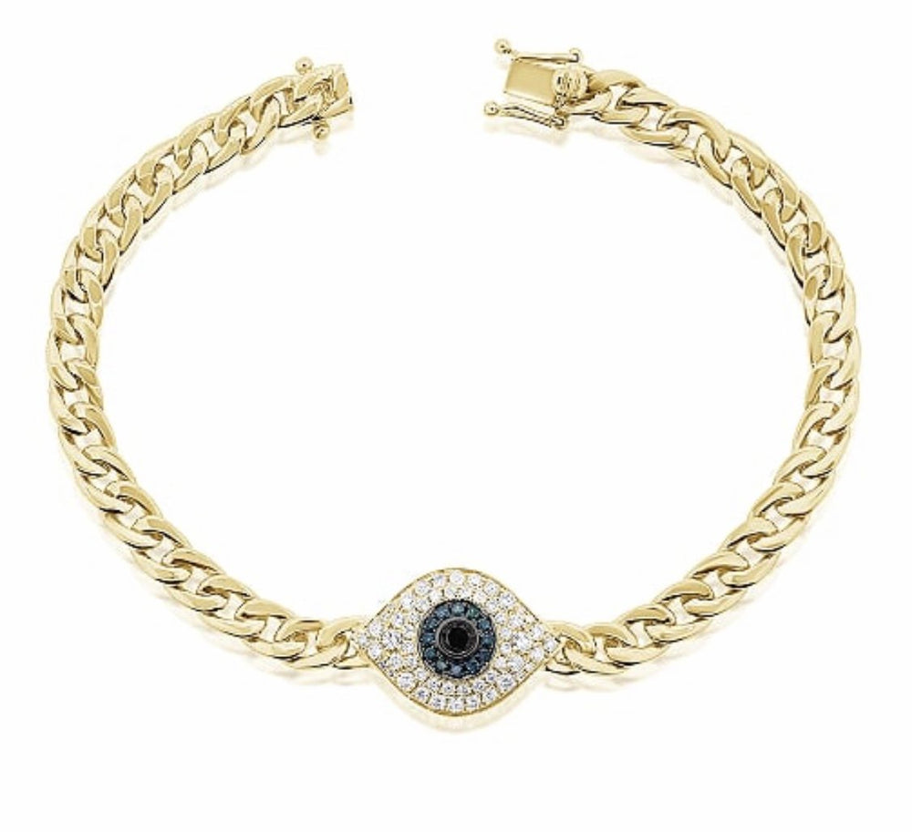14KT Gold Diamond Evil Eye Layla Chain Bracelet