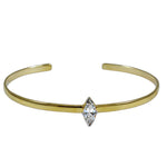 14KT Gold Marquise Diamond Cuff Bangle