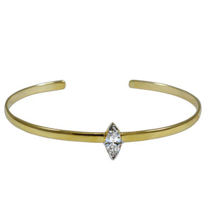 
                
                    Load image into Gallery viewer, 14KT Gold Marquise Diamond Cuff Bangle
                
            