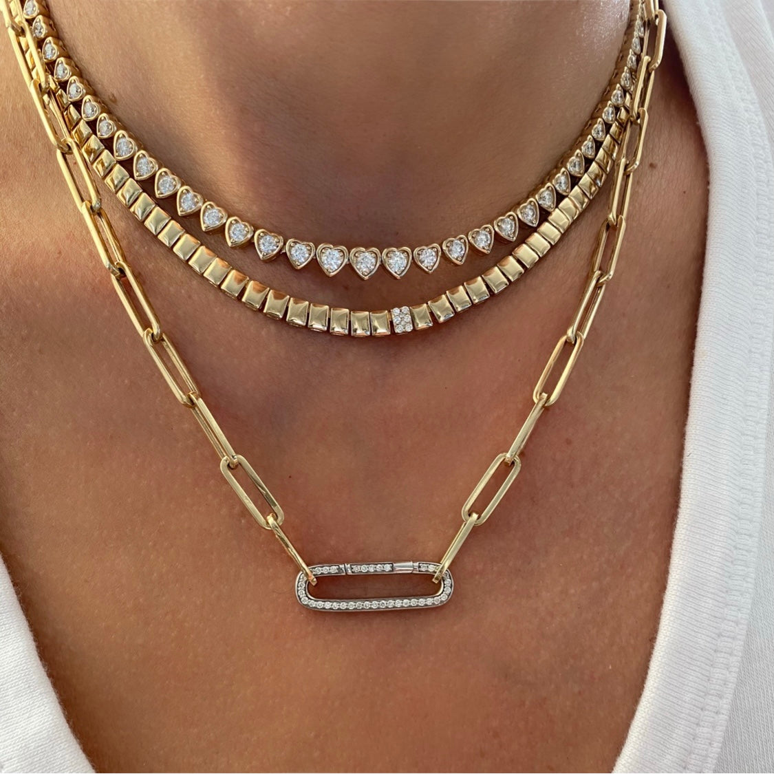 14KT Gold Diamond Lulu Paperclip Chain Necklace DilaraSaatci