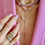 14KT Gold Diamond Pink Sapphire on Paperclip Chain Necklace