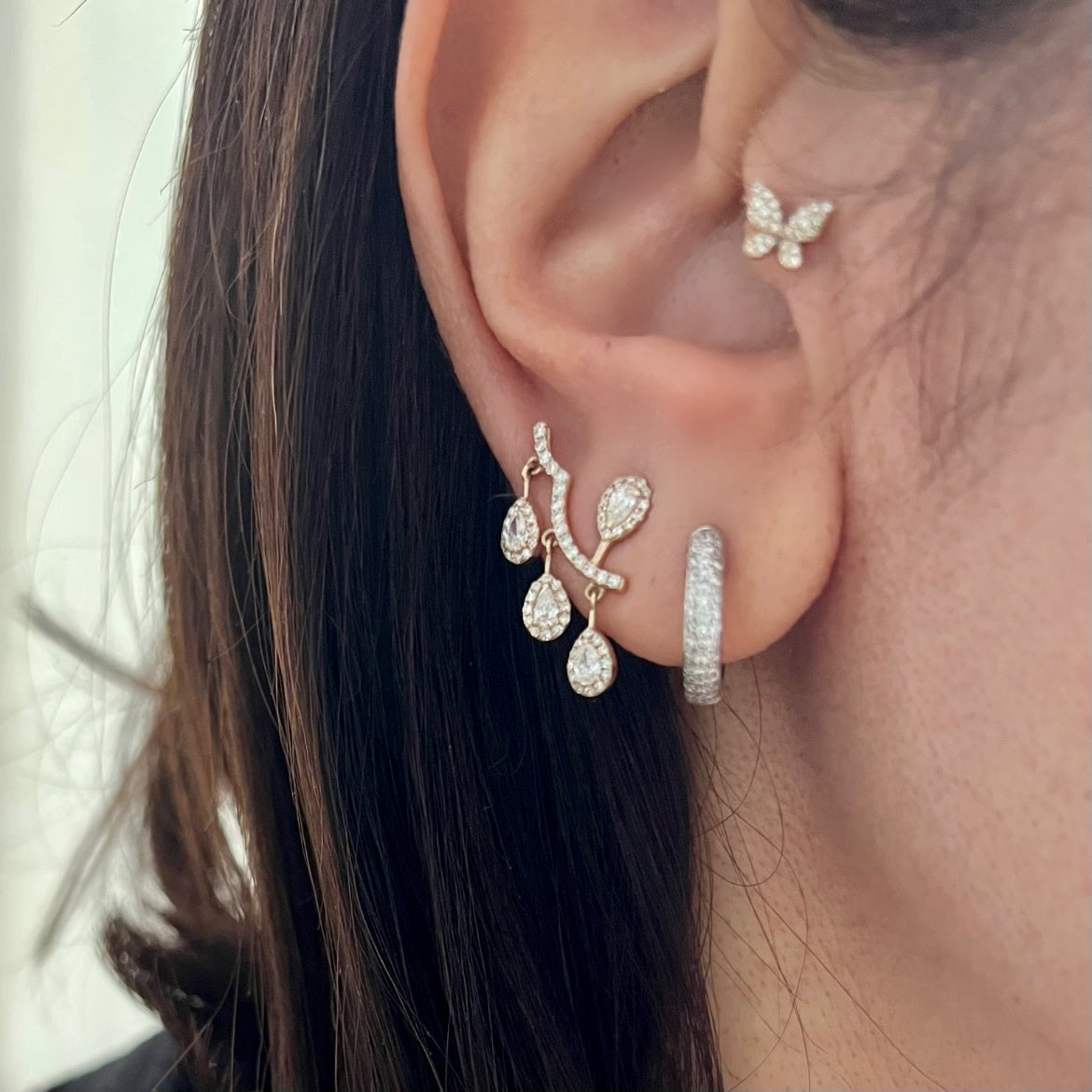 14KT Gold Diamond Norma Ear Climber Earrings