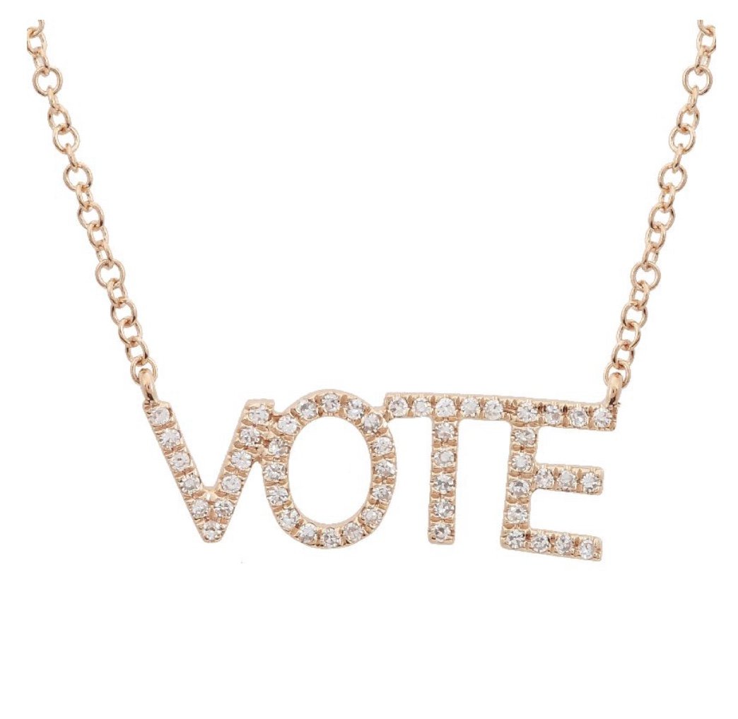 14KT Gold Diamond VOTE Necklace
