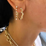 14KT Gold Diamond Snake Hoop Earrings