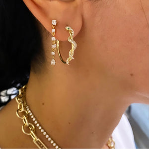 
                
                    Load image into Gallery viewer, 14KT Gold Diamond Snake Hoop Earrings
                
            
