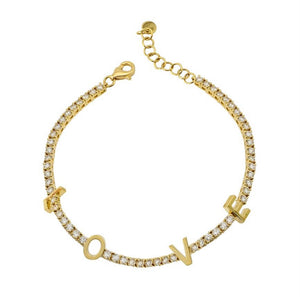 
                
                    Load image into Gallery viewer, 14KT Gold Diamond LOVE Tennis Bracelet
                
            