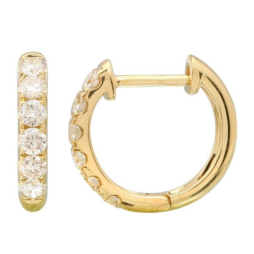 14KT Gold Diamond Perfect Huggie Earrings Medium