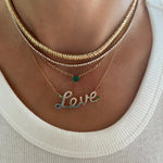 14KT Gold Diamond Sapphires LOVE Necklace
