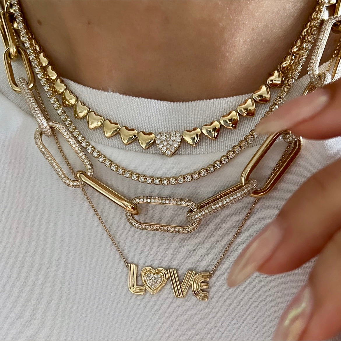 14KT Gold 1.5ct Diamond Signature Tennis Necklace