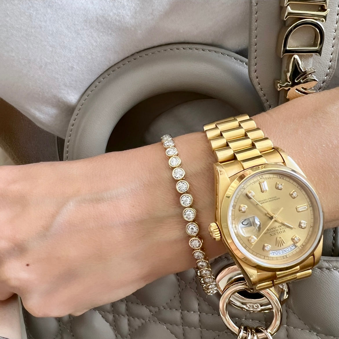 14KT Gold Diamond The Line Bezel Set Tennis Bracelet