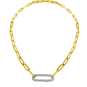 14KT Gold Diamond Lulu Paperclip Chain Necklace