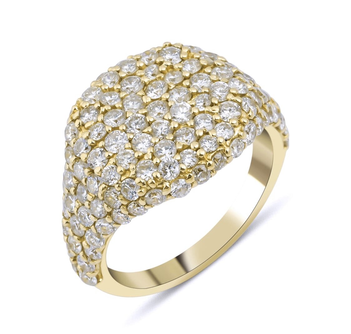 14KT Gold Diamond Luxe Cushion Pinky Ring