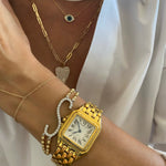 14KT Gold Diamond Initial Bracelet on Bead Chain