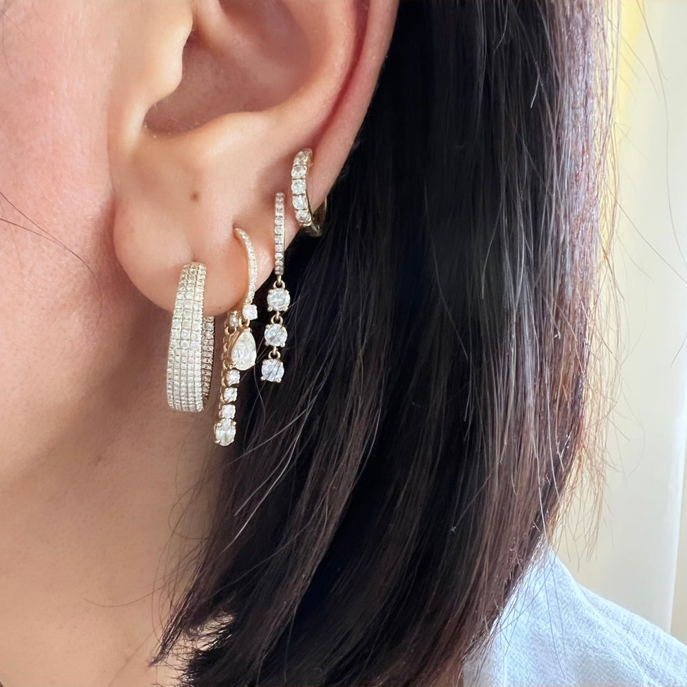 14KT Gold Diamond Flora Hoop Earrings