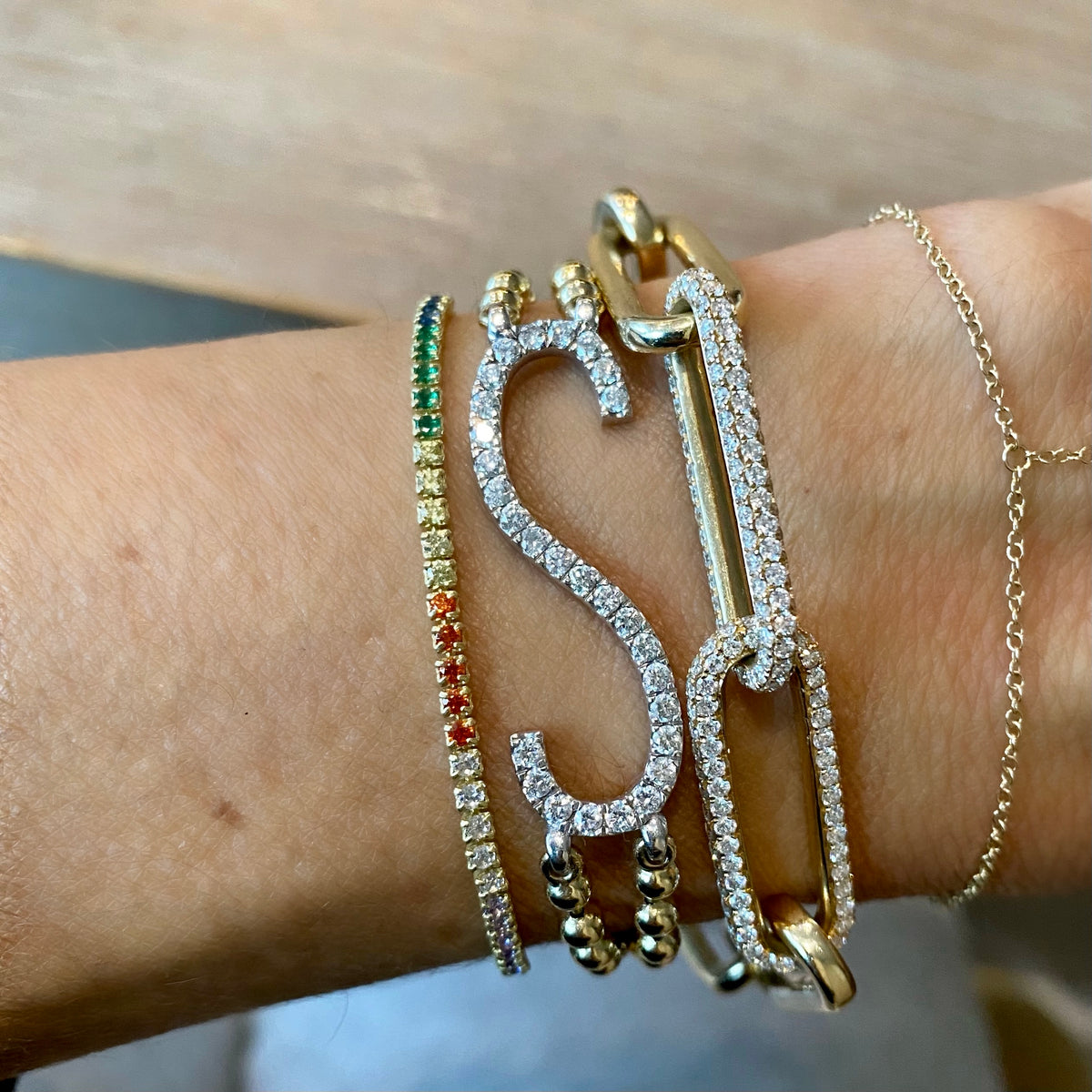 14KT Solid 14KT Gold Diamond Luxe Sobia Link Bracelet