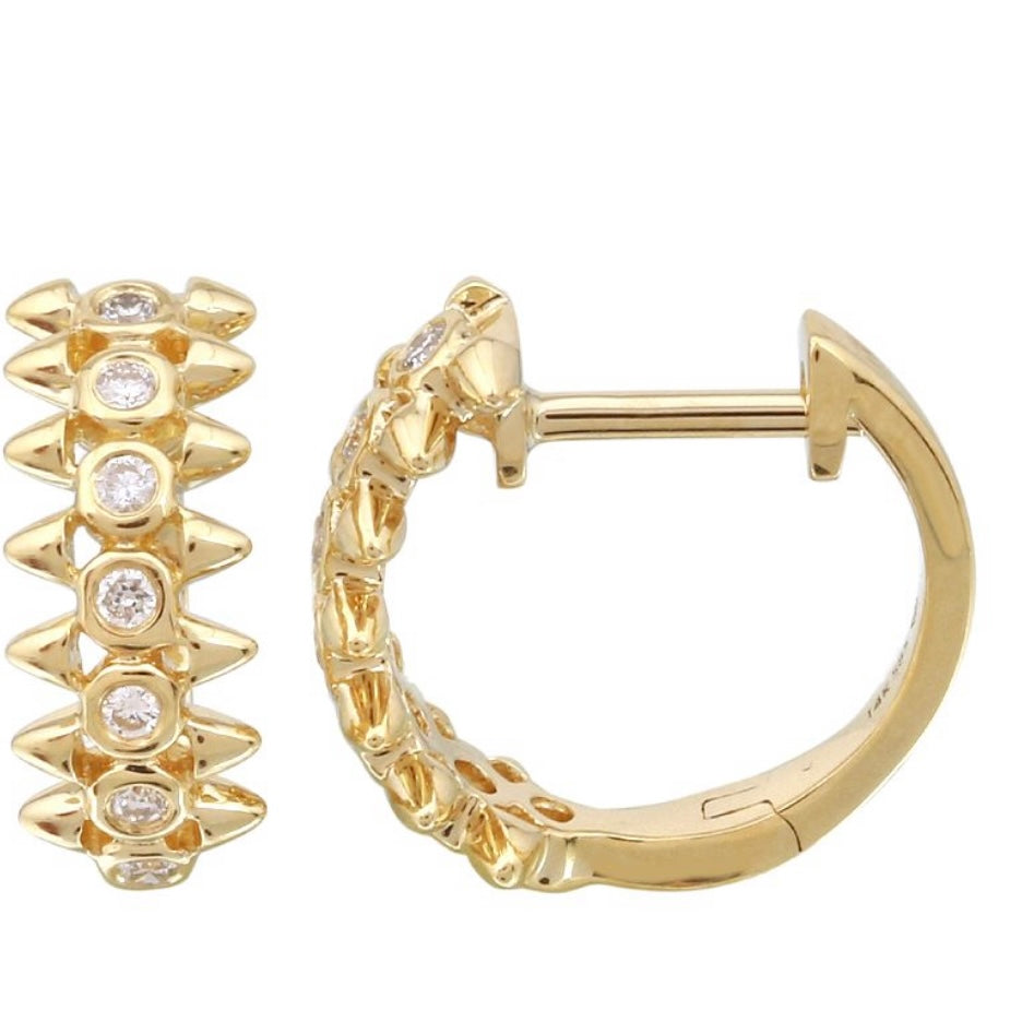 
                
                    Load image into Gallery viewer, 14KT Gold Diamond Mabelle Huggie Earrings
                
            
