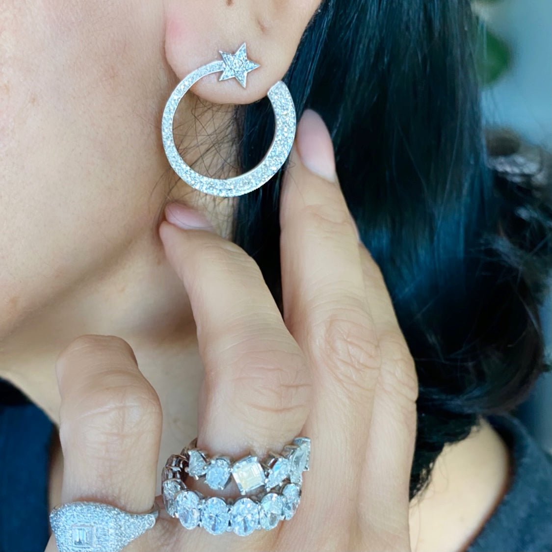 14KT Gold Diamond Emmeline Swirl Earrings