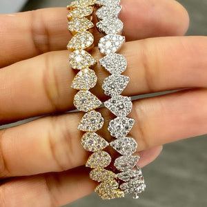 14KT Gold Pear Diamond Illusion Bangle Bracelet