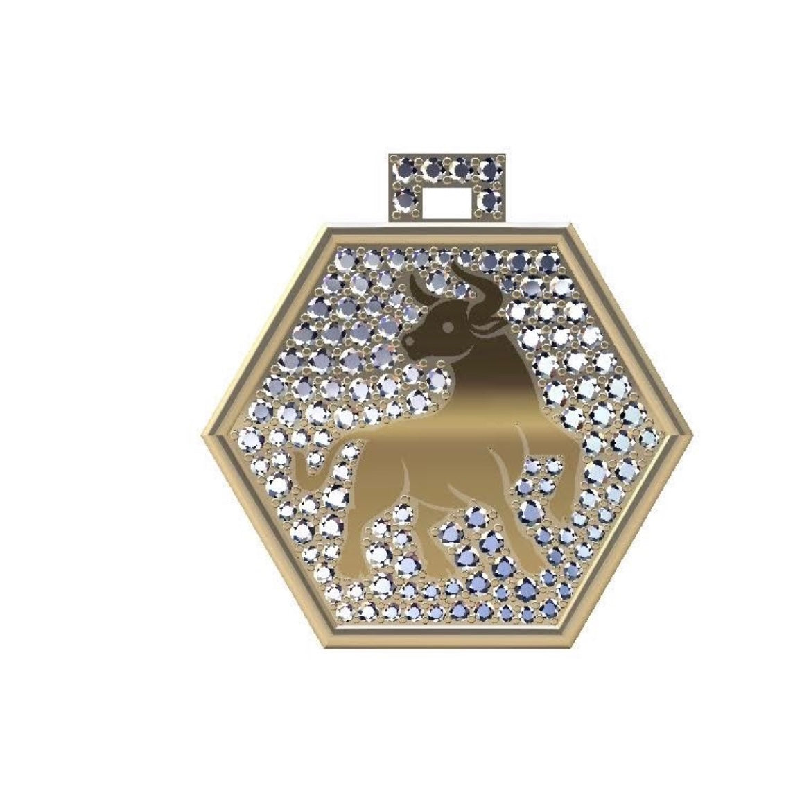 14KT Gold Diamond Bespoke Luxe Zodiac Pendant Charm