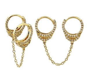 
                
                    Load image into Gallery viewer, 14KT Gold Diamond Handcuff Double Earrings
                
            