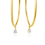 14KT Gold Pear Diamond Hoop Earrings