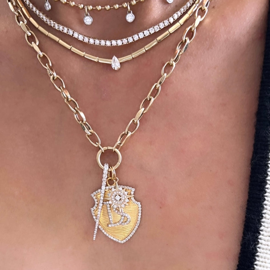14KT Gold Diamond Daania Dagger Pendant Charm