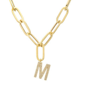 
                
                    Load image into Gallery viewer, 14KT Gold Diamond Initial Link Necklace
                
            