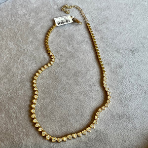 
                
                    Load image into Gallery viewer, 14KT Gold Diamond Ela Heart Bezel Tennis Necklace
                
            