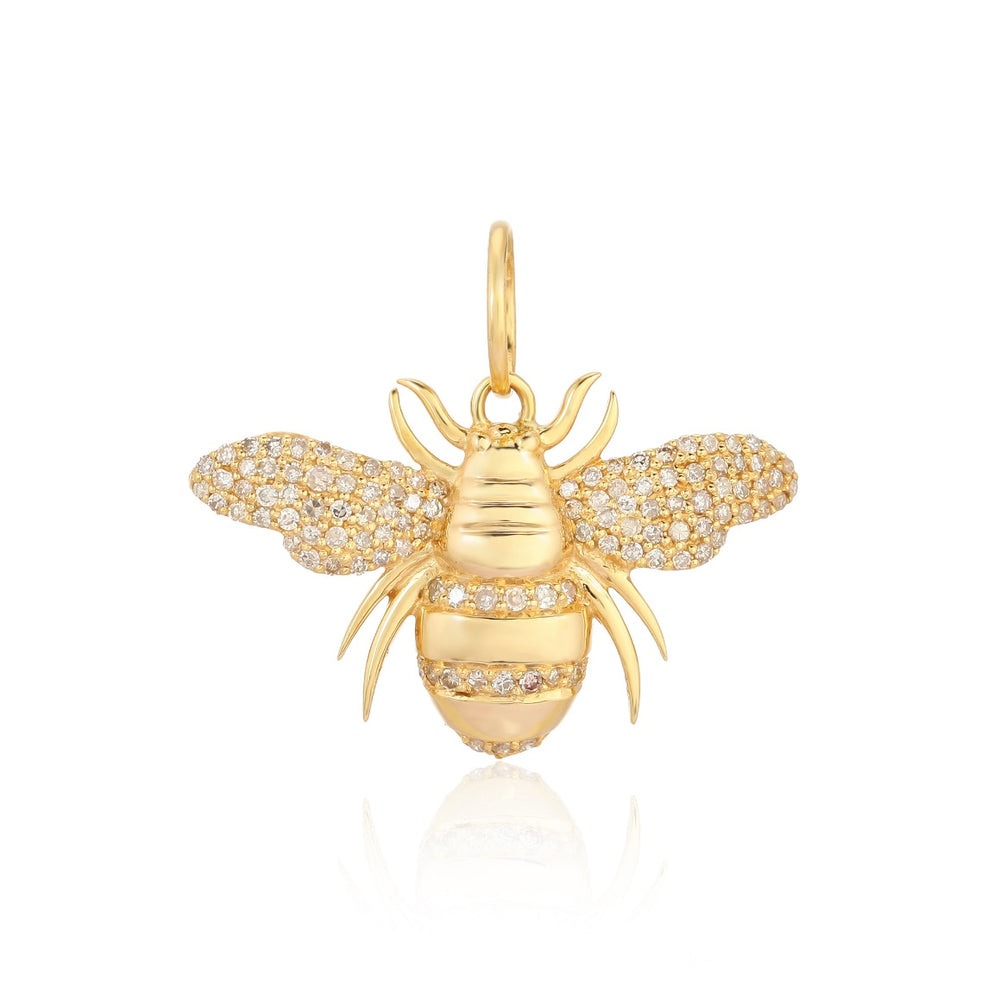 
                
                    Load image into Gallery viewer, 14KT Gold Diamond Bee Charm Pendant
                
            